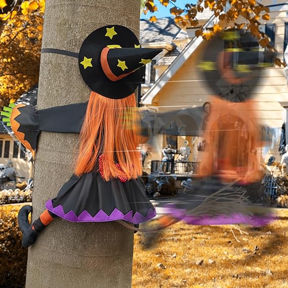 Halloween witch decoration, collapsed witch on tree, scary halloween decoration for garden yard【💕💕106*77cm】
