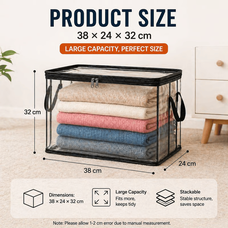 🎁 📦Large Heavy-Duty Thick Plastic Clear Storage Bag for Clothes, Moving & Storage