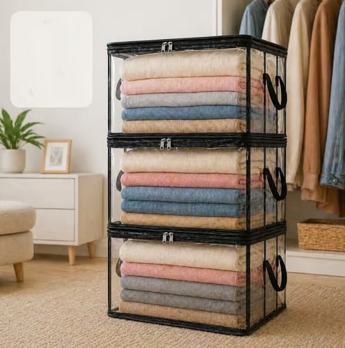 🎁 📦Large Heavy-Duty Thick Plastic Clear Storage Bag for Clothes, Moving & Storage
