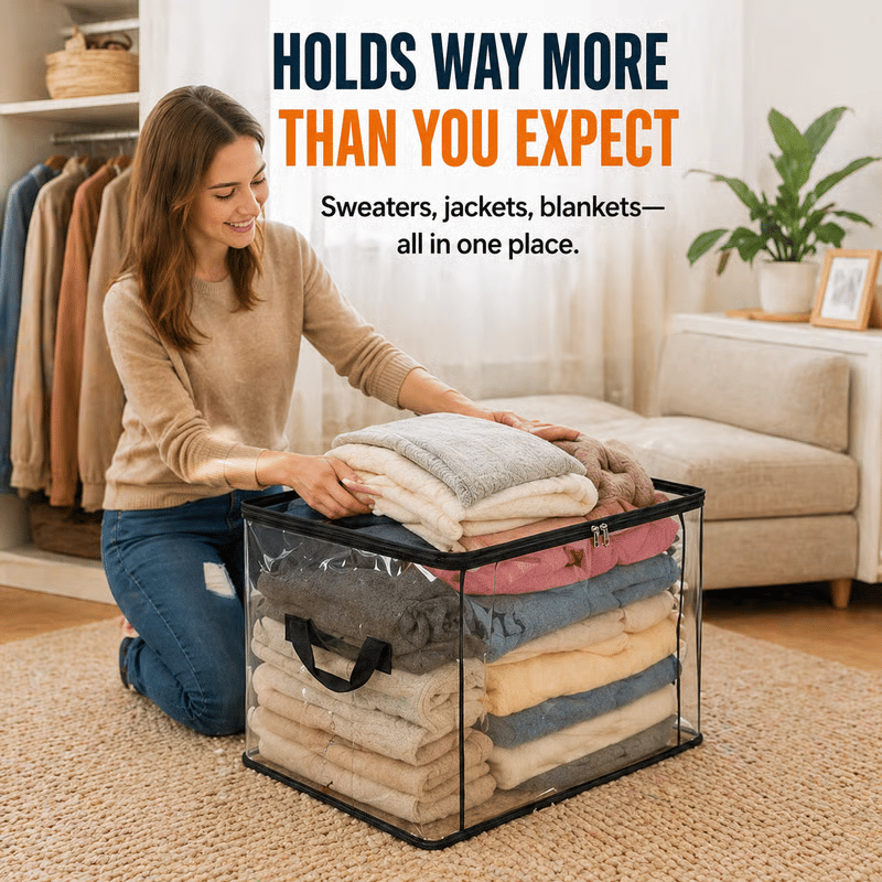 🎁 📦Large Heavy-Duty Thick Plastic Clear Storage Bag for Clothes, Moving & Storage