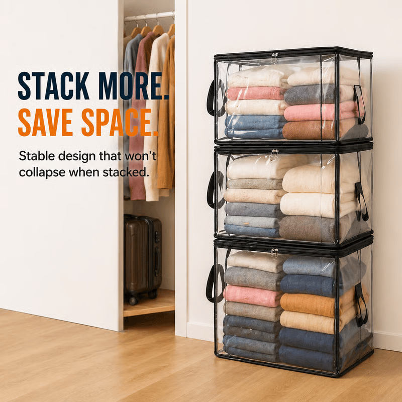 🎁 📦Large Heavy-Duty Thick Plastic Clear Storage Bag for Clothes, Moving & Storage